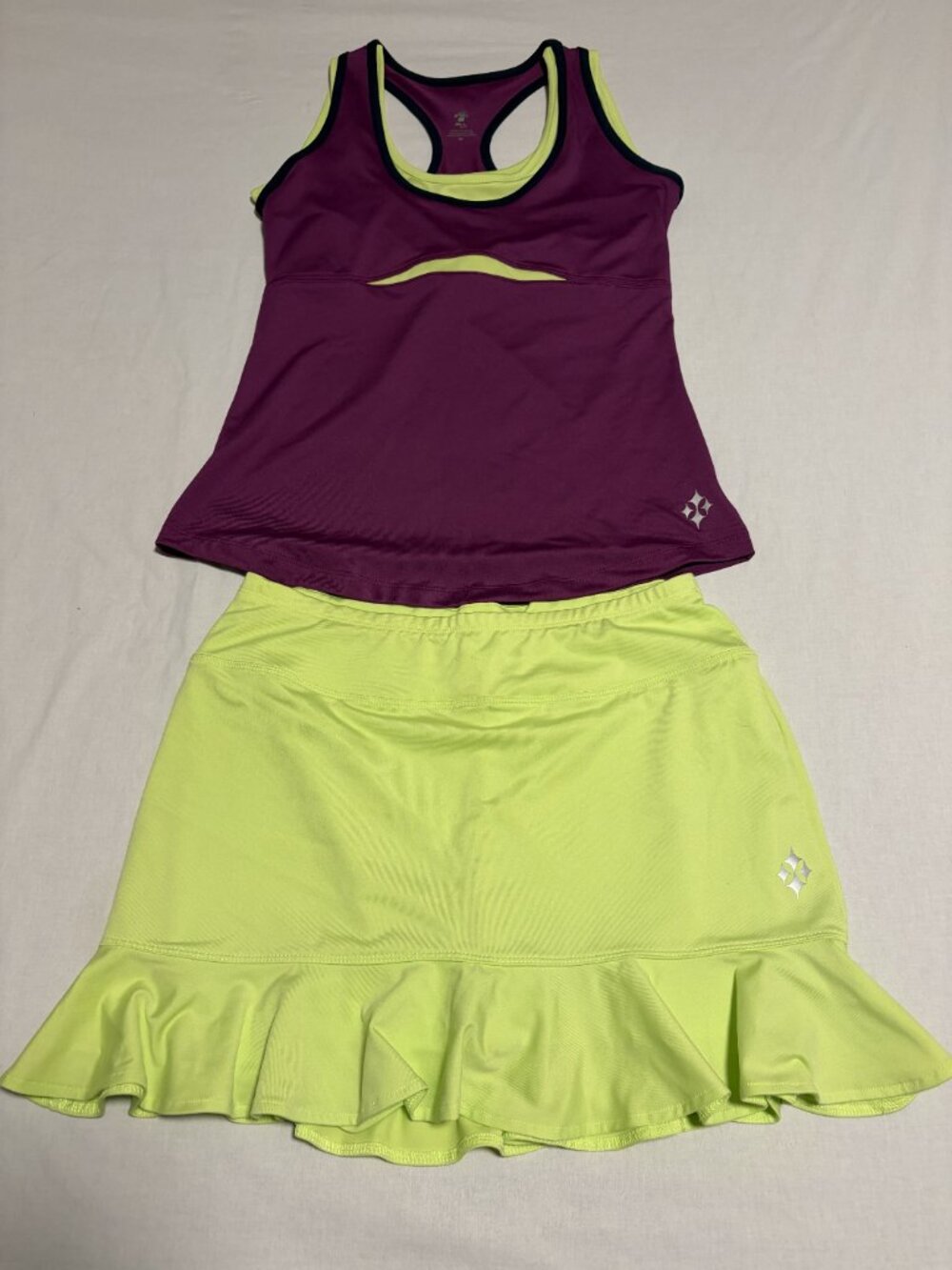 All by Jofit Tennis Set M Skort & Racerback Tank Purple Green Active